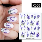 Переводные наклейки для ногтей с фиолетовой лавандой, цветные цветы, листья, 1 шт.