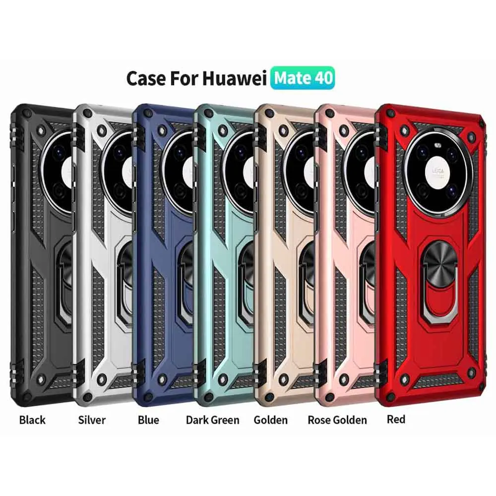 

For Huawei Mate 40 Pro Mate 40 Lite Phone Case,Luxury Armor Shockproof TPU+PC 2 in 1 360 Degree Rotating Holder Ring Back Cover
