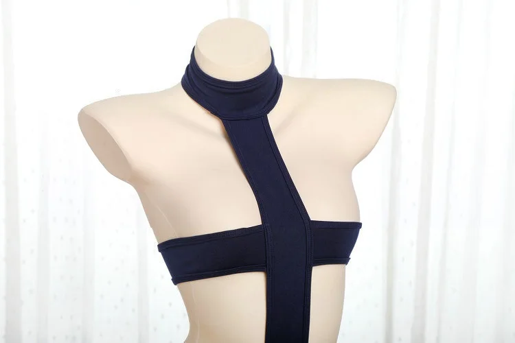 Милое модное мини-платье для косплея аниме Мику пикантное голубое Полосатое