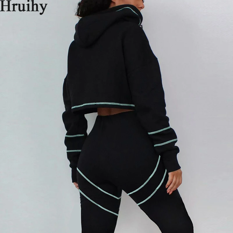 

Two Piece Outfits Long Sleeve Sweatshirt Pants Color Matching Front Zipper Fashion Two Piece Sport Fitness Wholesale Clothing