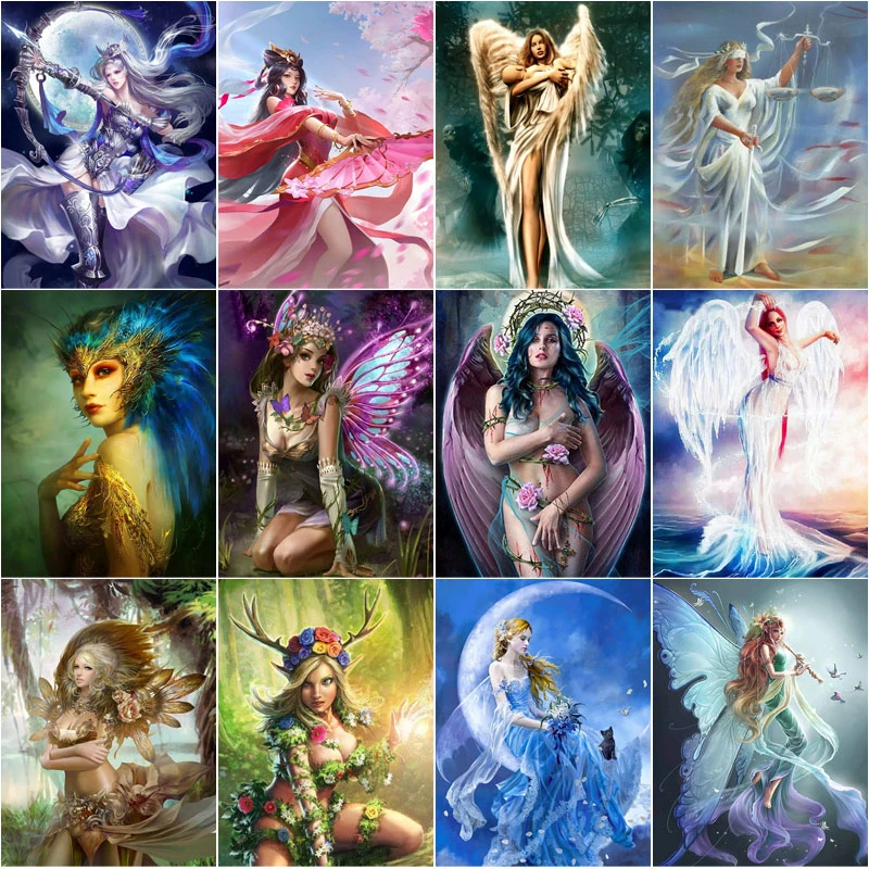 

Goddess Figure Diy 5D Diamond Paintings Fairy Girls Full Square and Round Embroidery Mosaic Cross Handmade Home Decoration