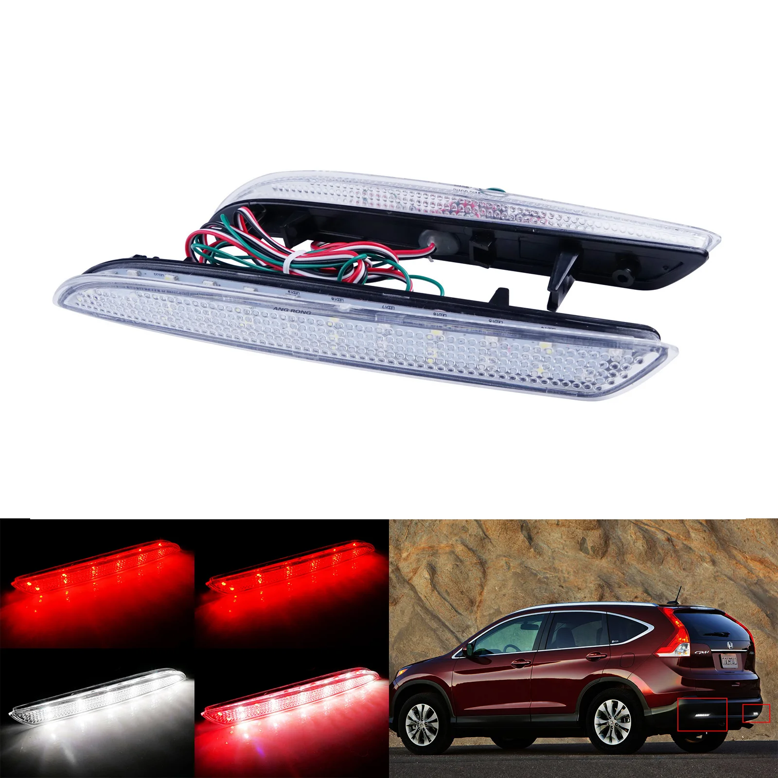 

ANGRONG 2x LED Bumper Reflector Tail Brake Light For Honda Insight CRZ CRV FIT Acura TSX