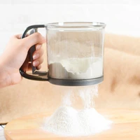 flour sieve cup powder sieve mesh kitchen gadget cakes hand screened sugar mesh sieve baking sieve strainer plastic press cup