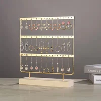 gold earrings jewelry display stand metal jewellery organizer holders wooden base storage rack store decoration gifts