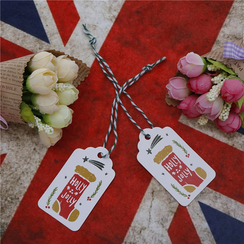 50pcs/lot Kraft Paper DIY Gift tag Labels Hang Tags Small Card with String Party Decor Christmas tree pendant | Дом и сад