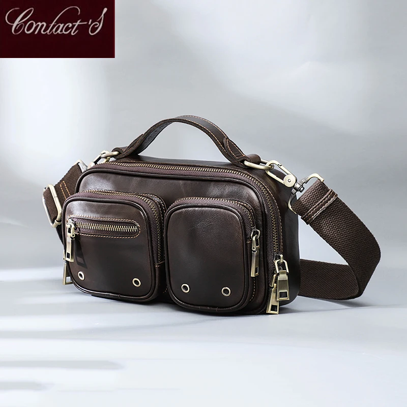 

Contact's Genuine Leather Women Shoulder Bag Luxury Brand Tote handbags Lady Large Capacity Messenger Crossbody Bag Mahjong