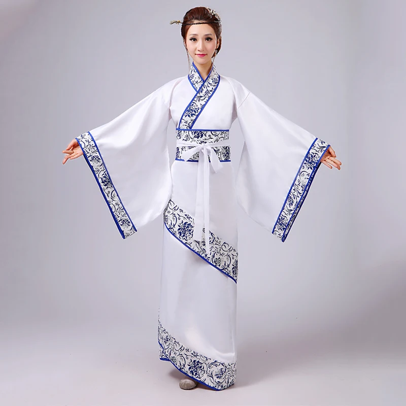 

2021 белая женская традиционная китайская народная одежда ханьфу, сказочный классический танцевальный костюм для взрослых, праздничный косп...