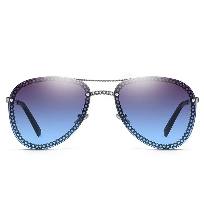 

2021 Vintage Rivets Women Oval Sunglasses Candy Color Luxury Classic Outdoor Travel Glasses Metal Anti-UV Male Sunglasses