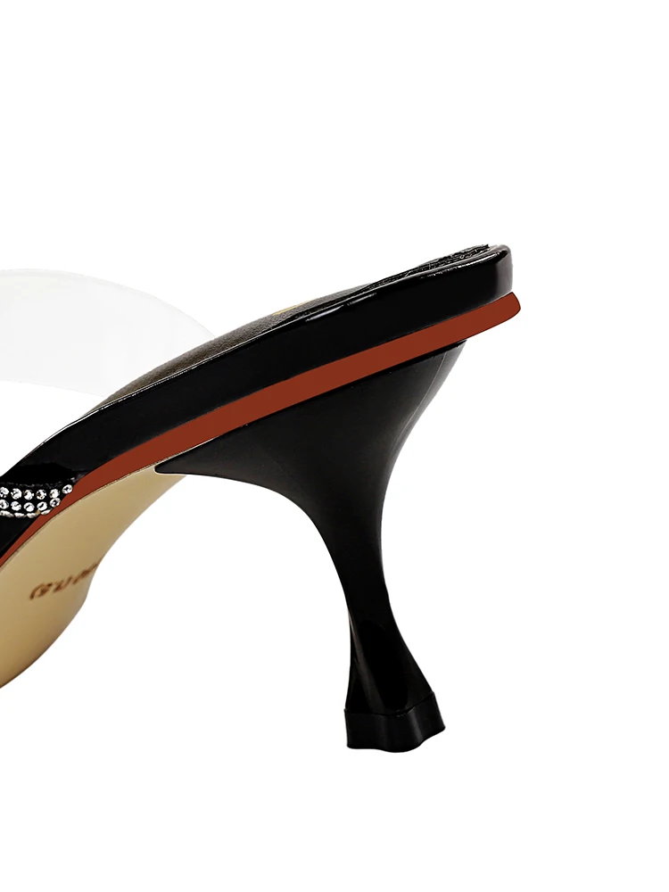 

women shoes cool slippers fashion sexy party square head hollow out peep-toe diamond with a word glass with