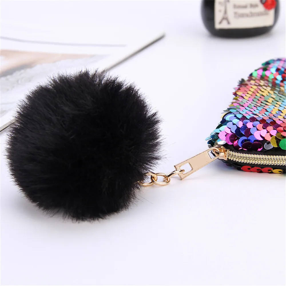 

Women Glitter Sequins Plush Pendant Makeup Bags Cosmetics Pouch Makeup Bag Toiletry Bag Coin Purse Wallet for Girls