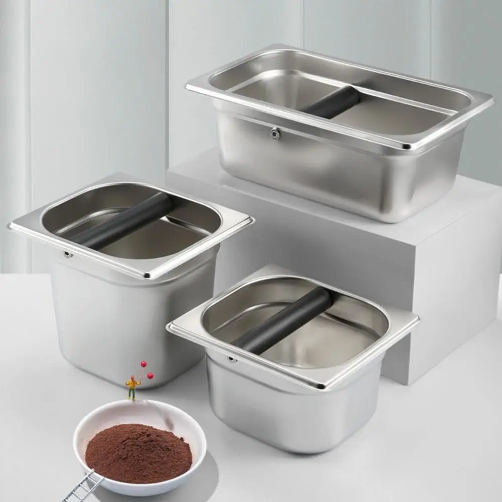 

Stainless Steel Coffee Knock Box Container Coffee Grounds Container Coffee Bucket For Barista S/L/XL Size Kitchen Accessories