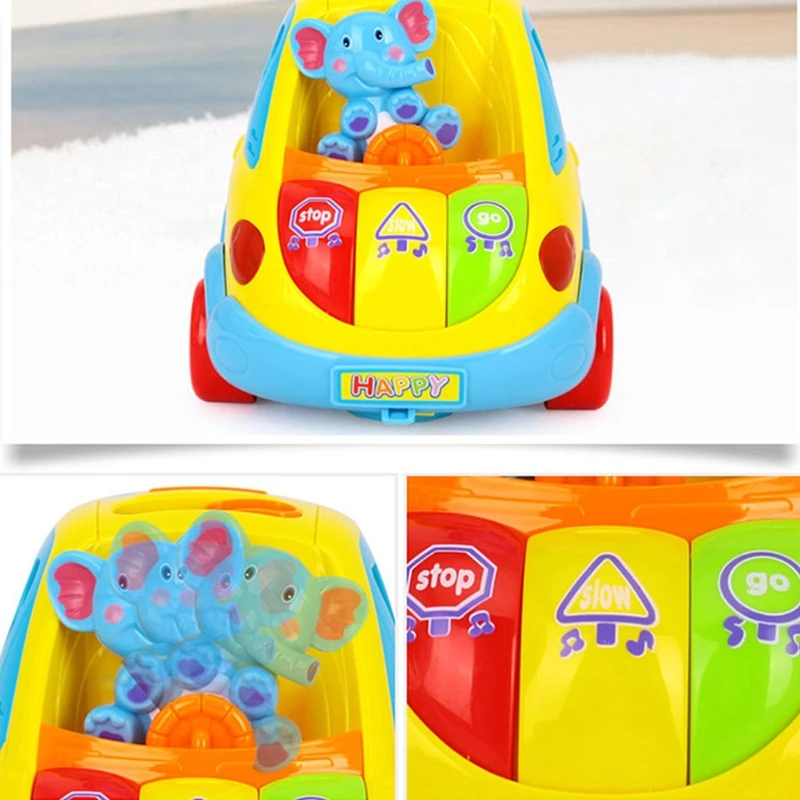 

Education Smart Bus Elephant Driver Enlightenment Vehicle with 5 Different Animals Stereoscopic Building Blocks for Kids