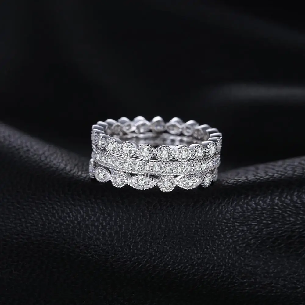 JewelryPalace 925 Sterling Silver Ring Cubic Zirconia Stackable Set Wedding Band Rings Simulated Diamond for Women | Украшения и