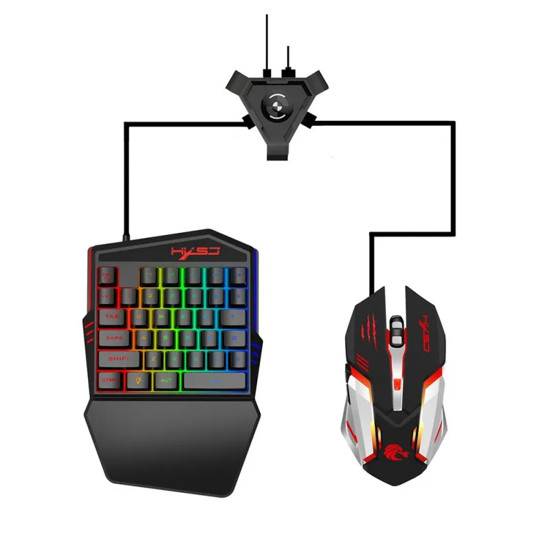Горячая игровая клавиатура мышь преобразователь Bluetooth комбо RGB светодиодный с
