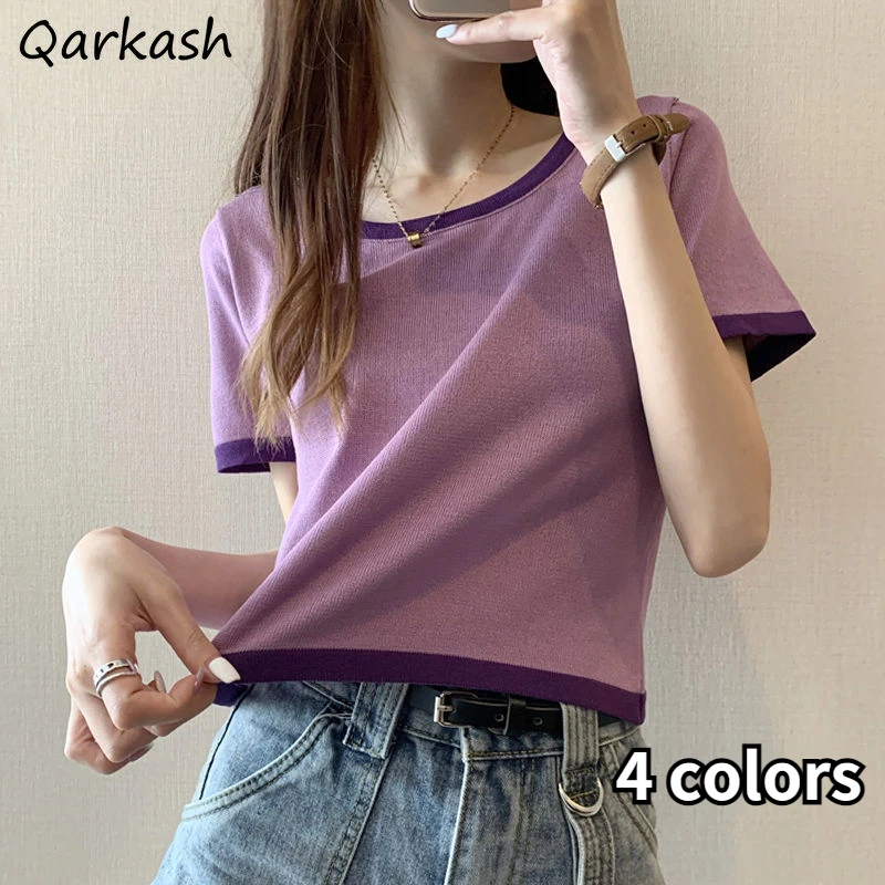 

Футболки женские летние укороченные с круглым вырезом, Студенческая кавайная Дизайнерская одежда в стиле пэчворк, топы, футболки для отдых...