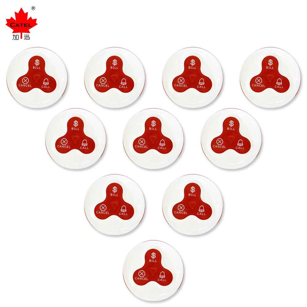 CATEL 10 pcs of CTT23 Waterproof Wireless Calling System Call Button Transmitter Pager for Restaurant Waiter Service Bell Buzzer