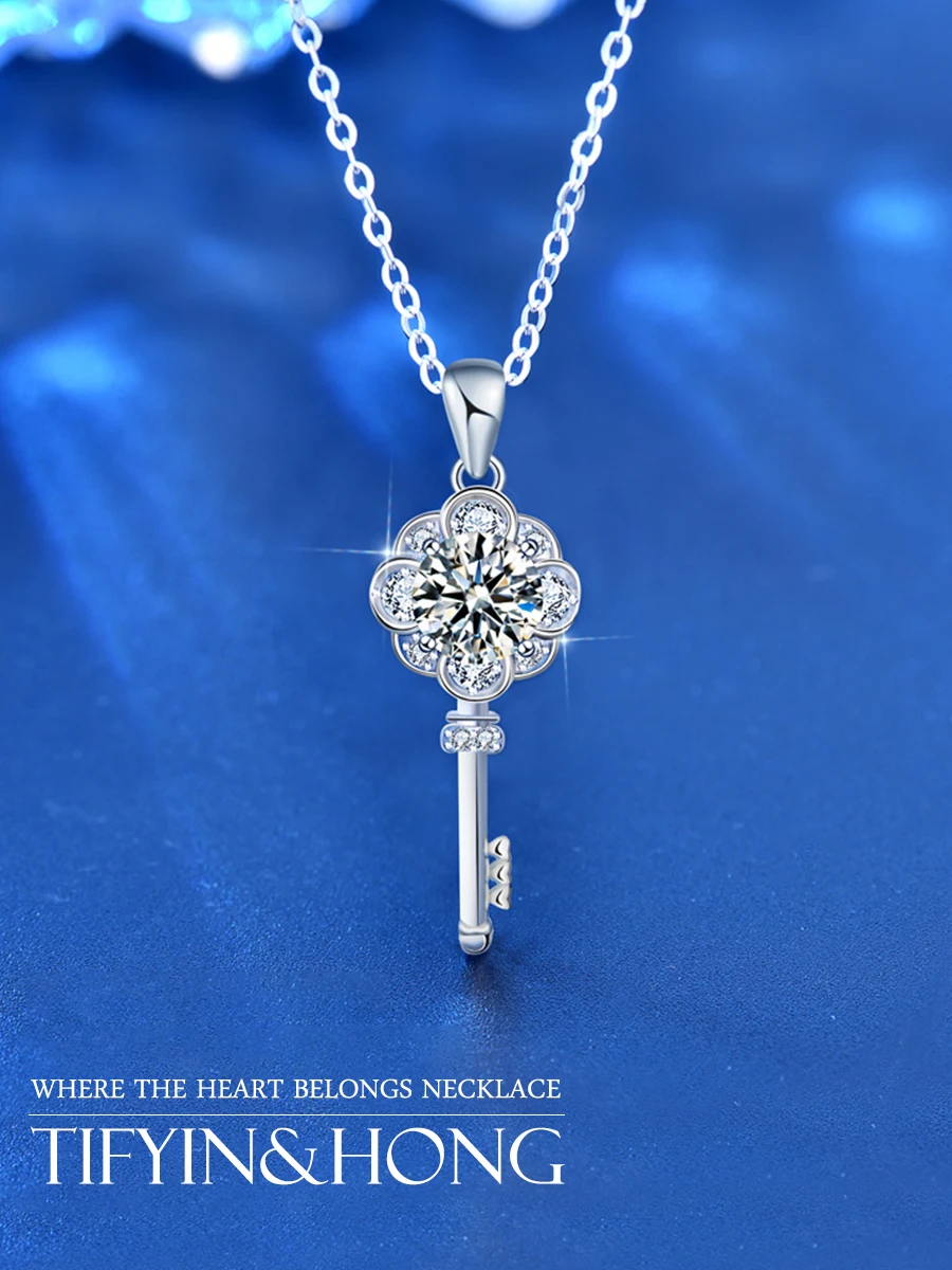 

Ожерелье из серебра 925 пробы с муассанитом и сердцем, милый и романтический стиль, подарок на день рождения, эксклюзивное для пар