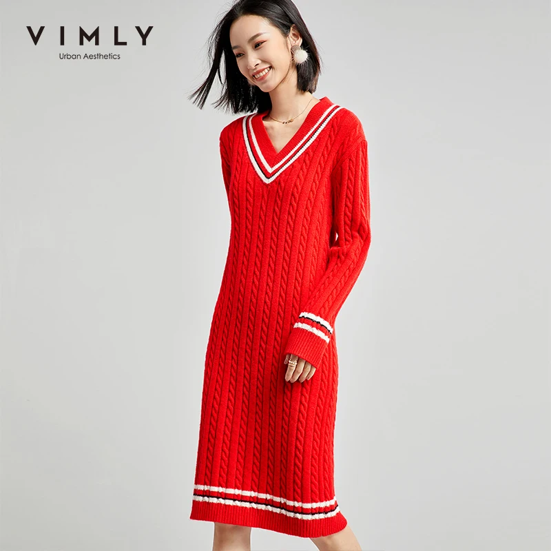 Vimly 2020 осень зима вязаный свитер с V образным вырезом модный пэчворк приталенный