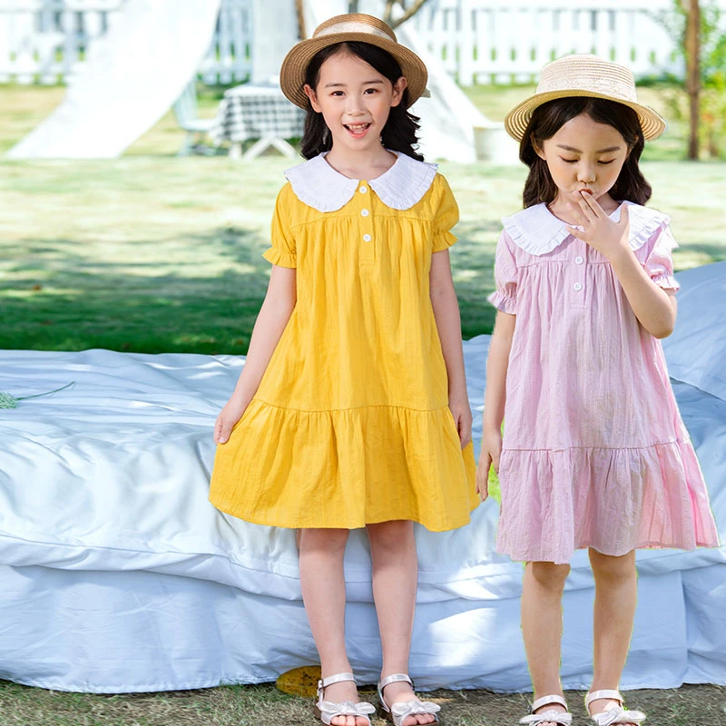 Платье для девочек 100% хлопок лето 2020 новая одежда девочек-подростков платье