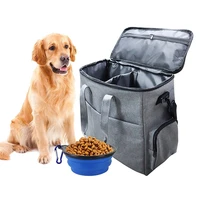 pet travel shoulder bag multi function dog food tote carrier container organizer with collapsible bowl set for hiking camping
