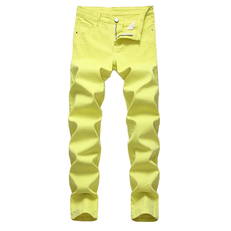 

Men's Jeans 2020 Fashion Slim Skinny Jeans Casual Pants Trousers Jeans Male Red Yellow Slim Pants Ripped Jeans Men,111-113