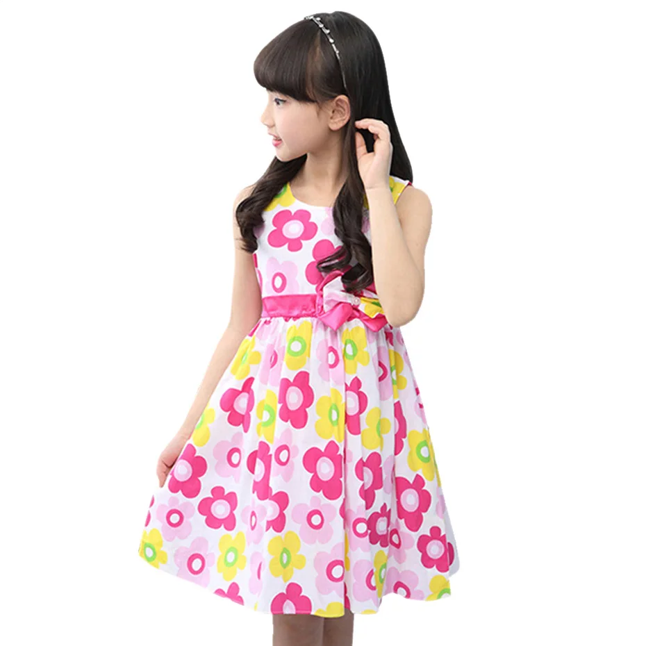 Детское платье для девочек Летнее Одежда принцессы с цветочным рисунком 6 8 12 лет