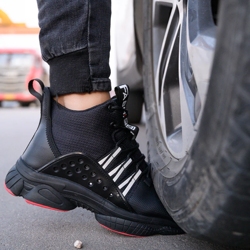 Мужские кроссовки со стальным носком легкие защитные рабочие ботинки