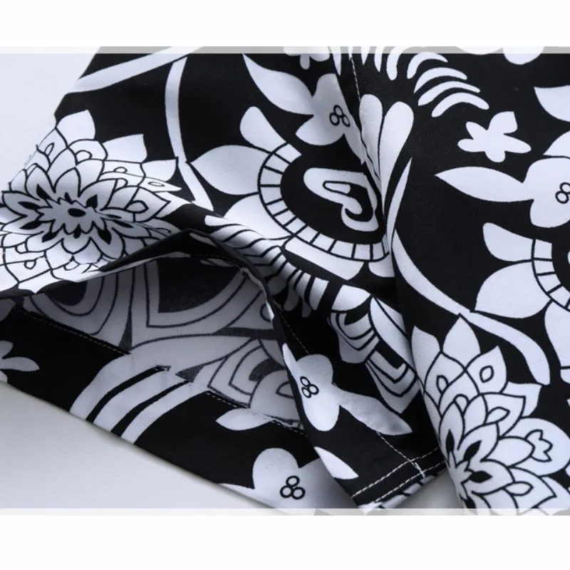 Гавайская рубашка мужская с коротким рукавом Пляжная блуза цветочным принтом