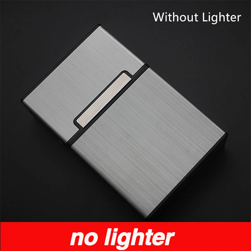 Gray no lighter Портативный чехол для сигарет с зажигалкой, 20 шт., держатель для сигарет, водонепроницаемая сигаретная коробка, USB перезаряжаемая электрическая зажигалка для мужчин, подарки - Цвет: Gray no lighter