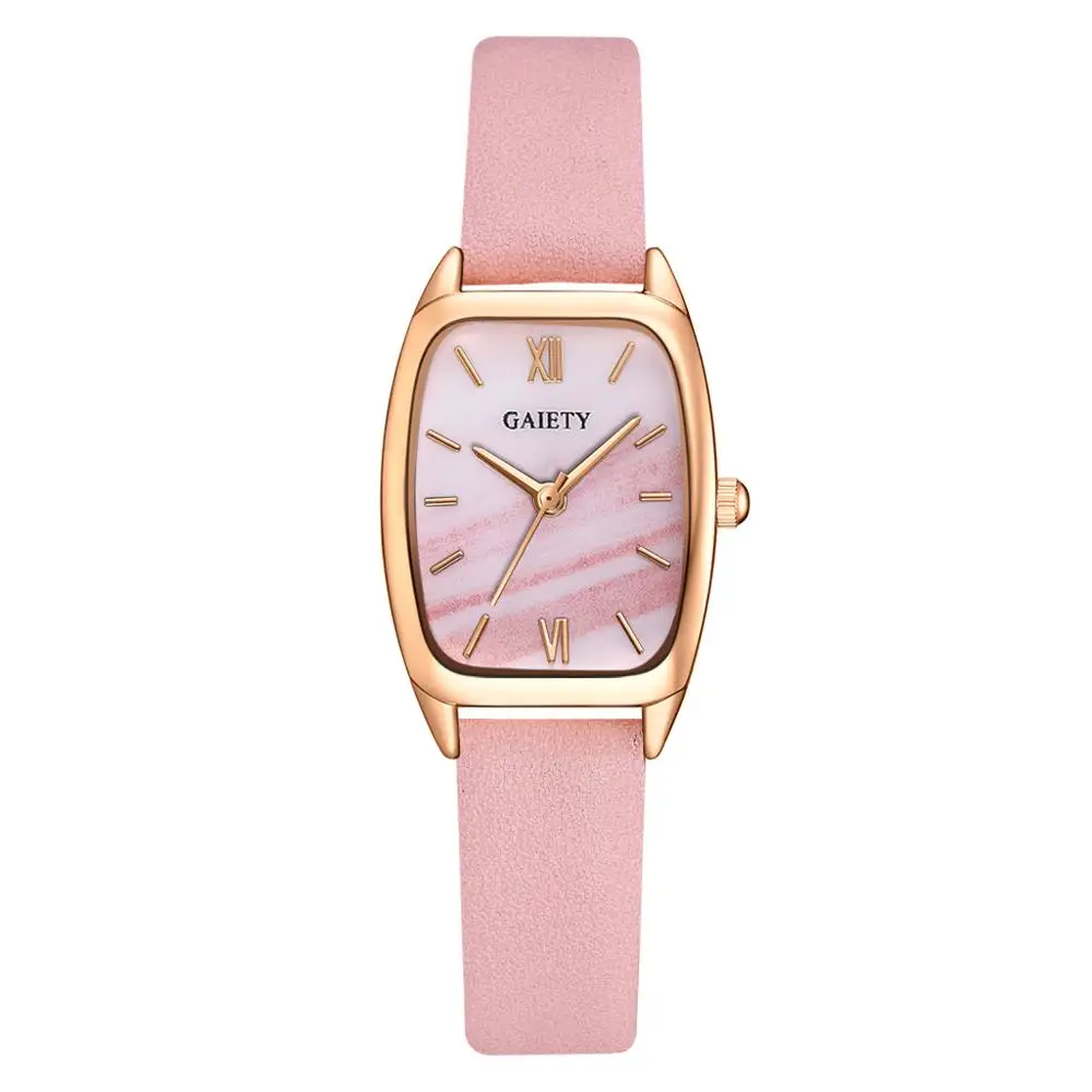 Pink Изысканные маленькие простые ЖЕНСКИЕ НАРЯДНЫЕ часы в стиле ретро, кожаные женские часы, Топ бренд, женская мода, мини дизайн, наручные часы - Цвет: Pink