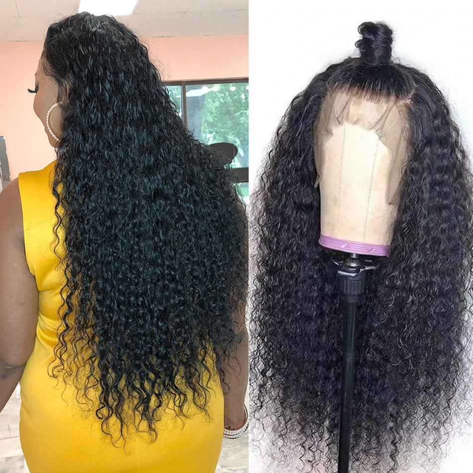 

Mongolian Kinky Curly Wave Wigs 4X4 Lace Closure Wig Curly Pre Pluceked 13X4 Lace Front Human Hair Wigs For Black Women 150%