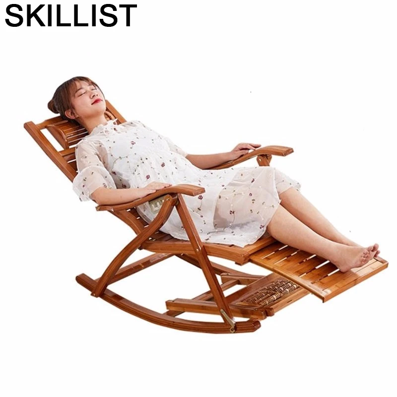 Divani-silla Reclinable de bambú Para el hogar, sillón Reclinable con mecedora, muebles...