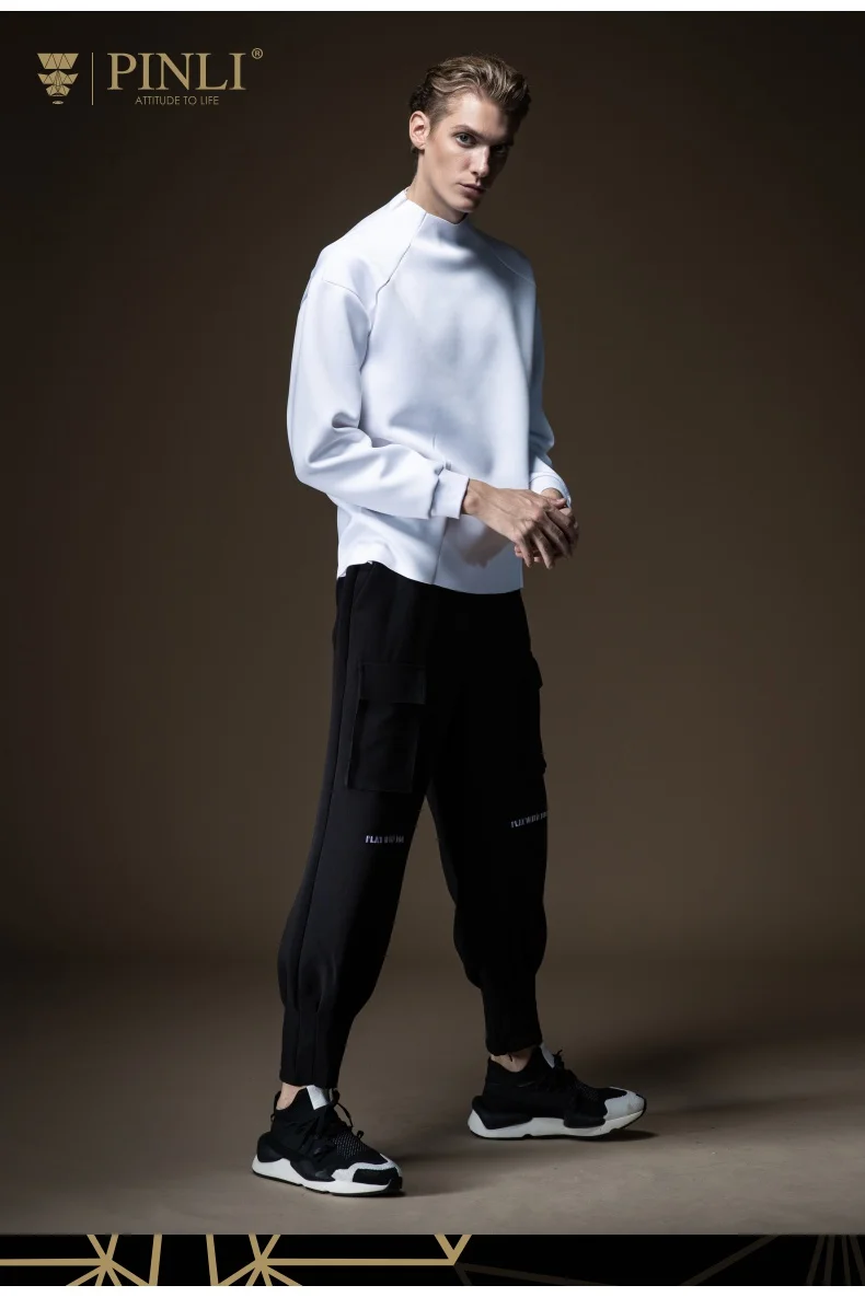 Twenty One Pilots Pinli продукт сделан осень наборы мужской рукав с левым плечом чистый цвет и высокий воротник B193209064