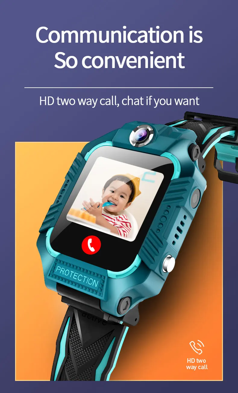 

Z8 SIM Card Kid Smartwatch Clock Game Weather Flashlight IP67 Waterproof Smart Watch Dual Camera HD Video Call SOS Track Watch