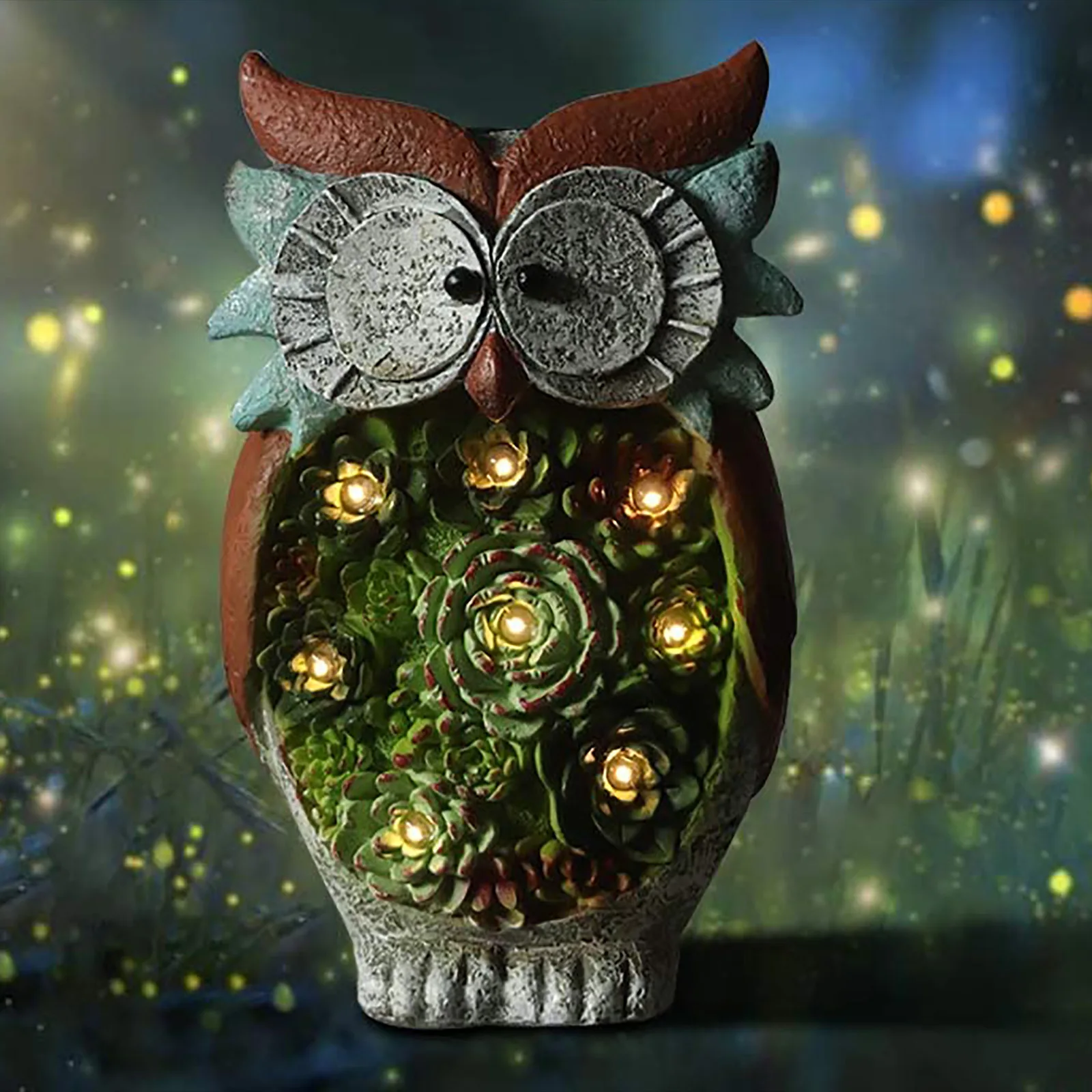 

Garden Statues Solar LED Lights Resin Owl Decoration Inside Outside Art for Home Patio Yard, Lawn Ornaments Gifts