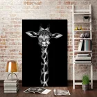 Черно-белая простая картина с животными, жирафом, фотография на холсте, семейная декоративная картина, Безрамная Настенная картина, холст