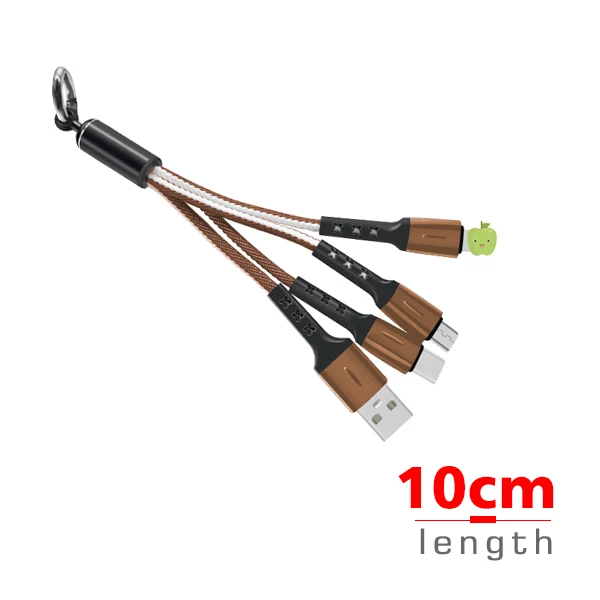 FBYEG 3 в 1 USB кабель для мобильного телефона Micro usb type C кабель зарядного устройства для iPhone XR XS Max X huawei шнур для быстрой зарядки данных - Цвет: 0.1m-3T1-BrownW