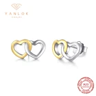 Женские серьги-гвоздики из серебра 925 пробы с сердечками