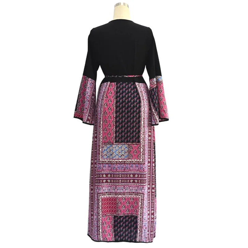 Винтаж Boho для женщин Большие размеры мусульманский кардиган с геометрическим