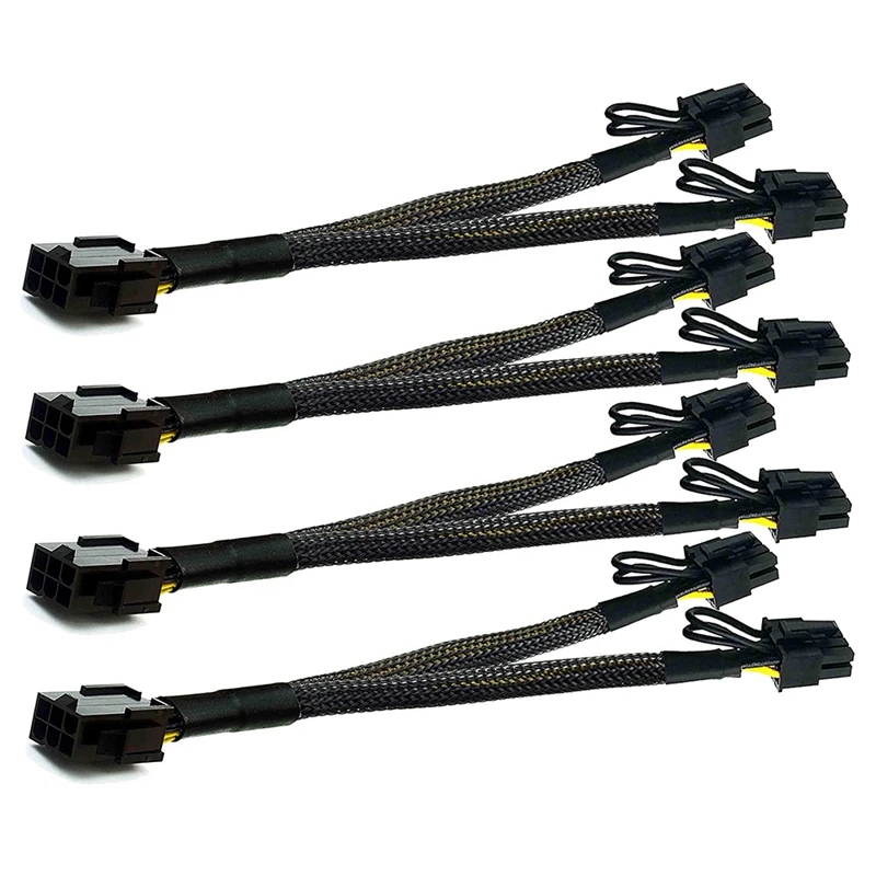 

4 шт. PCI-E 6-контактный на двойной Pcie 8(6 + 2) контактный видеокарта PCI Express адаптер питания GPU VGA Y-разветвитель Удлинительный кабель