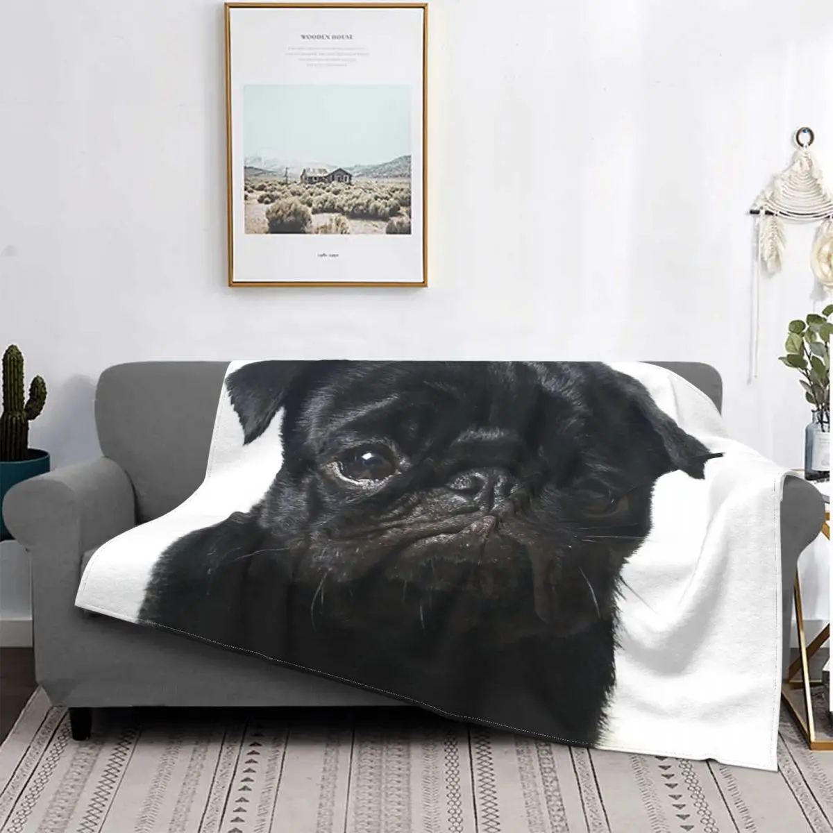 

Черные Мопсы Hugo-Manta de Pug, кубики для кемпинга, пикника, manta de muselina, кубики на море