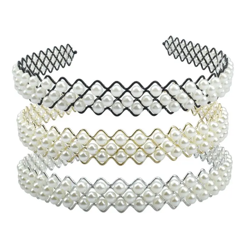 Элегантная Женская повязка на голову многорядная имитация жемчуга украшение из