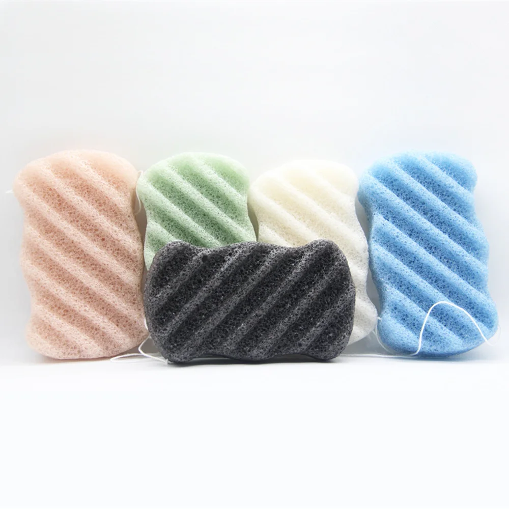 5pcs random color 5 шт коньяк губки Конняку Косметическая пуховка уход за лицом флаттер Очищение лица мытье хлопка макияж инструменты для отшелушивания, купания - Цвет: 5pcs random color