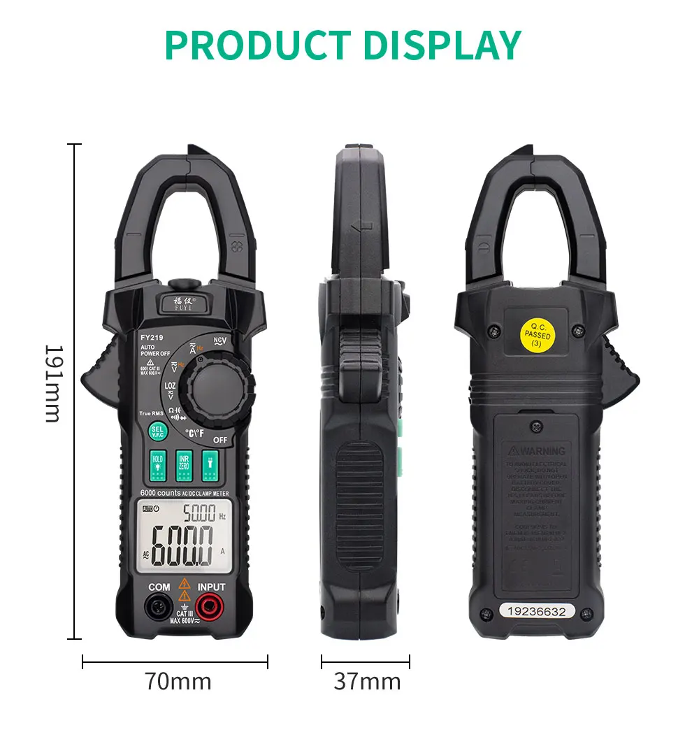 Digital Current Clamp Meters AC DC Pliers Ammeter Clamp Meter Multimeter True RMS Auto Range VFC Capacitance NVC Universal 50%