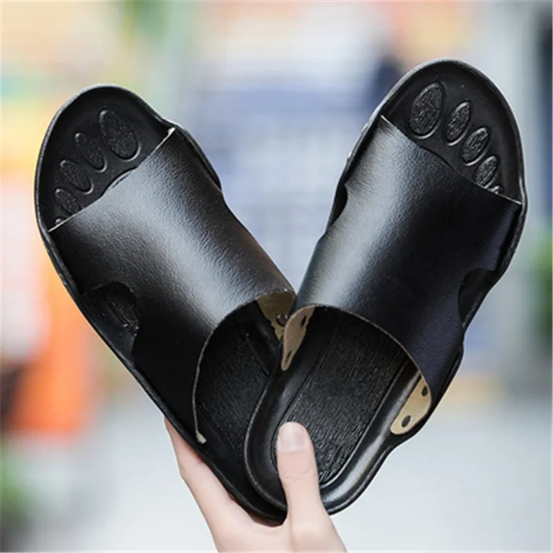 Летние дышащие мужские сандалии мягкие кожаные повседневные тапочки Римский