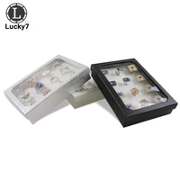 3pcslot sponge ring earrings display box cardboard jewelry storage case holder showcase ring cufflink jewelry tray with lid