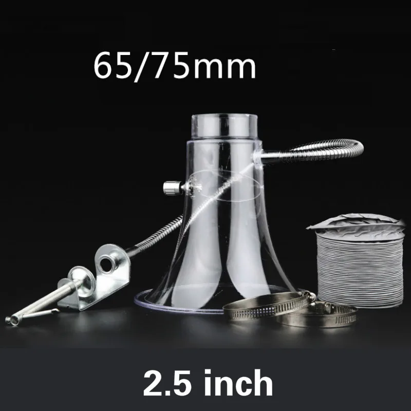 2.5 inch Высококачественные прозрачные вытяжки для вытяжки из АБС-пластика 2,5/4 дюйма вытяжные колпаки для сборки с гибким шлангом и зажимами - Цвет: 2.5 inch