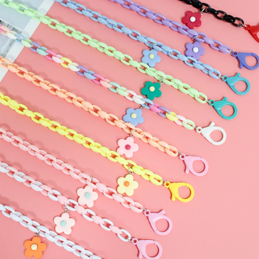 

New Cute Resin Flower Mask Chains Double Buckle Anti Lost Anti Slip Reading Eyewears Rope Sunglasses Neck Strap Lanyard