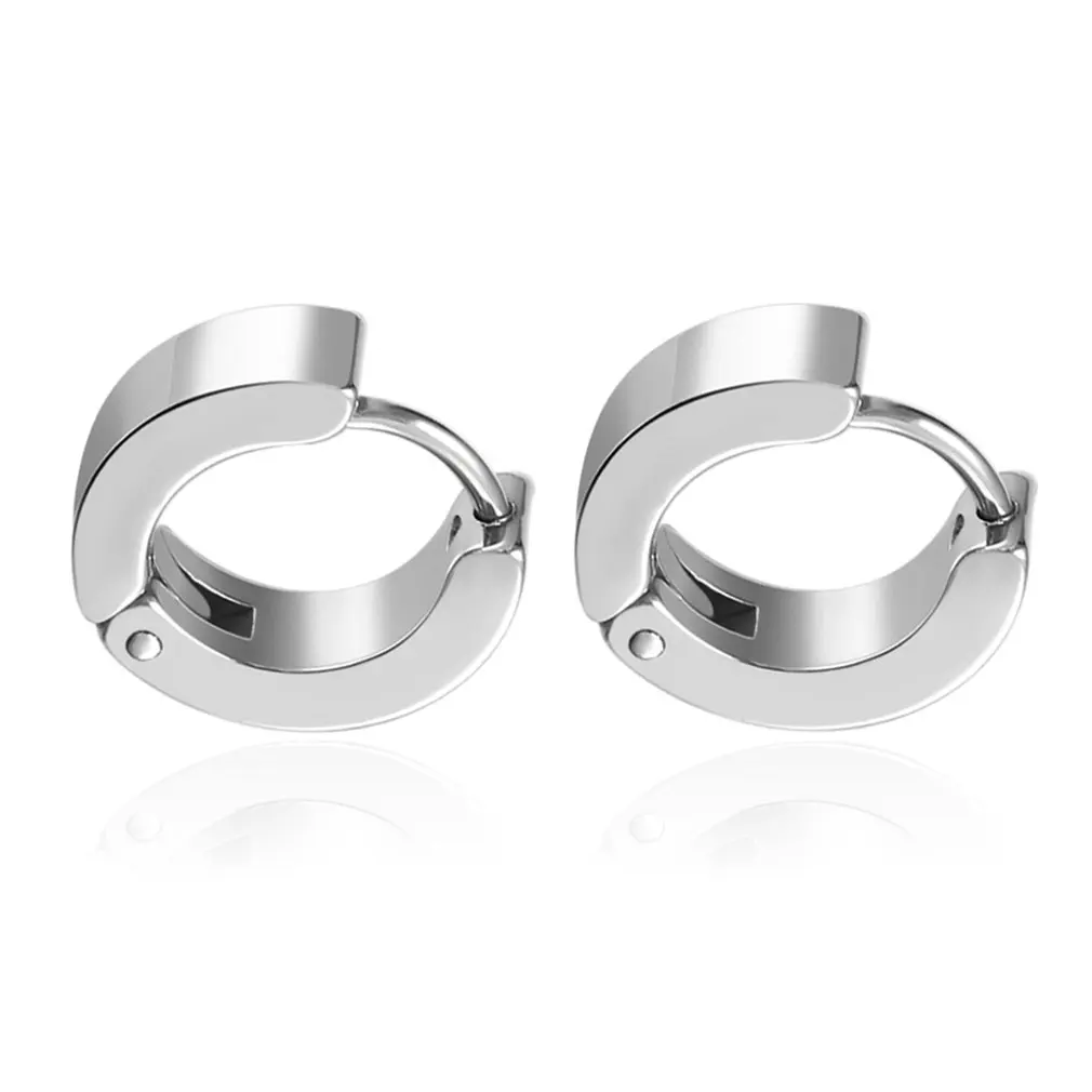 

2020 New Fashion Chic 1Pair Cool Punk Men's Stainless Steel Hoop Piercing Round Earring Ear Stud Men Jewelry Hot Sale Boys