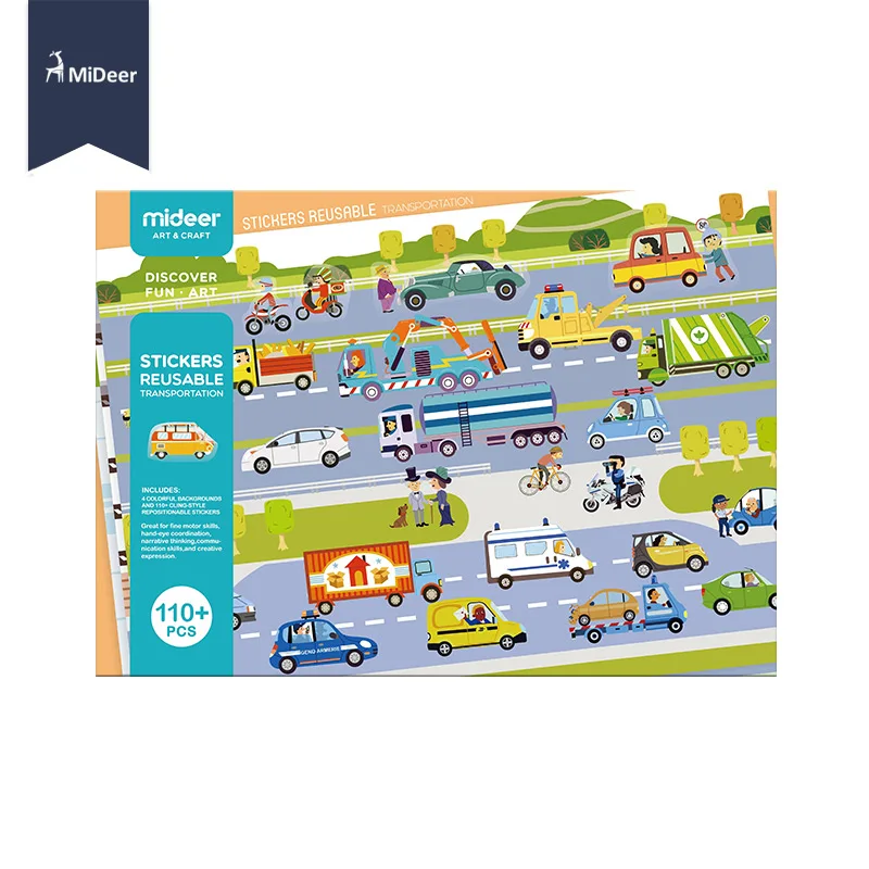 Transportation MiDeer новые многоразовые наклейки книга игровой коврик коллекция детские развивающие игрушки для детей головоломка подарок Съемный Фон сцены - Цвет: Transportation
